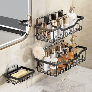 Bathroom <strong>Storage</strong> <strong>Shower</strong> 5 Pack Organizer Carbon Steel <strong>Shower</strong> Corner Shelves Soap Rack - Product Image 3