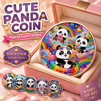 Pièce de monnaie en cuivre pur 999 de 1 oz, série Panda mignon, colorée, en relief 3D, édition collector, électroplaquée, imprimée UV