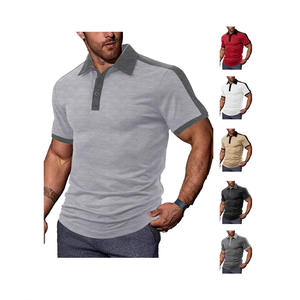 Polo décontracté pour homme européen, color-block blanc et noir, manches courtes, col en polyester, coupe sportive, vêtement de loisirs DF-104 - Product Image 6