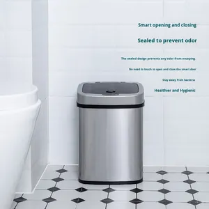 Cubo de basura con <span class=keywords><strong>sensor</strong></span> de acero inoxidable de alta calidad con diseño clásico, ideal para uso doméstico y de oficina - Product Image 4