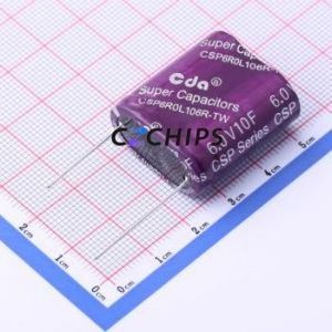 Supercondensador CSP-6R0L106R-TW 6.0V10F, Componente de Montaje en Orificio (THT), P=17.5mm, Condensador 10F -10%~+30% 6V 66uA@72hrs - Product Image 1