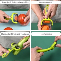 3 In 1 Roterende Dunschiller Fruit Groenten Koolraspen Salade Wortelaardappelsnijder Keuken Multifunctionele Rasp Julienne Dunschiller