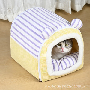 Thickened enclosed cat <b>bed</b> for winter, perfect for cats and dogs, providing comfort, warmth, and is washable in winter. - Product Image 4