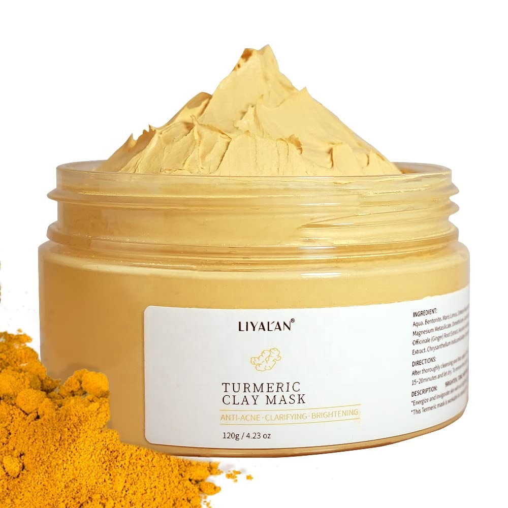 Masque à l'argile et au curcuma, à la vitamine C, anti acné, nettoyant les pores de bentonite de marque privée pour le visage