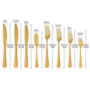 Thiết kế mới thép không gỉ Matte thiết lập dao kéo vàng bữa ăn tối dao muỗng nĩa nhà hàng Flatware Set - Product Image 2