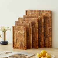 Planche à découper en teck de qualité supérieure, robuste, à grain croisé, épaisse, pour chef professionnel et cuisine