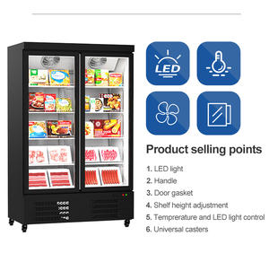 Congélateur vertical à refroidissement rapide pour magasin de proximité, réfrigérateur commercial de présentation, vitrine de supermarché avec porte vitrée - Product Image 2