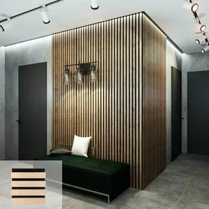Paneles de listones para paredes, madera de roble, Akupanel, Interior de madera acústica, cartón Natural a prueba de fuego, embalaje de grado moderno B1