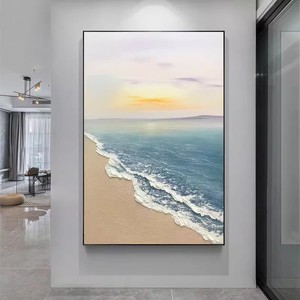 Hand Painted Seascape Oil Painting Framed Metal <b>Frame</b> Impressionism Style Living Room <b>Wall</b> Art Decorative Painting For Sofa - Product Image 2