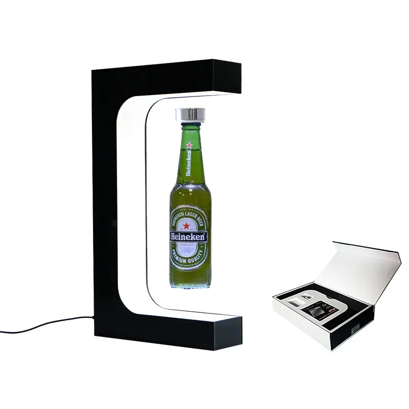 アクリルフローティングディスプレイ広告磁気浮揚ワインビールボトルディスプレイスタンド磁気フローティングボトルディスプレイスタンド