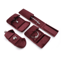 Boîte à Bijoux de Luxe en Velours Rouge Bordeaux de Qualité Supérieure, Écrin Personnalisé pour Collier et Bague, Emballage Bijoux en Velours