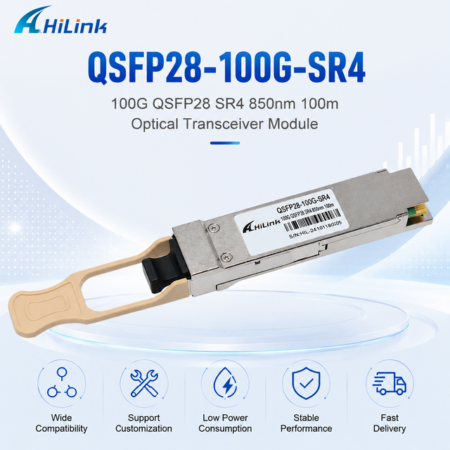 100G QSFP28 SR4 850nm 100m MPO Optical Transceiver Module | 100GBASE-SR4 MMF Fiber Module for Data Center & High-Speed Network