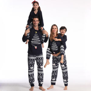 بيجامات كريسماس عائلية متطابقة الأكثر مبيعاً من القطن مطبوع عليها شجرة لطيفة بأكمام طويلة مع بنطلون بمقاسات كبيرة من S إلى 4XL - Product Image 6