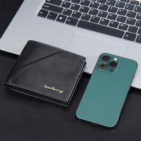 Dompet Pria Baellerry 2024, Dompet Lipat RFID untuk Perjalanan, Multi-Kartu, Kulit Embos, Panjang Pendek, Kulit PU, Carteira Masculina