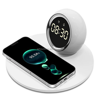 Neuer Kreativer LED-kompatibler Lautsprecher-Wecker 3-in-1 Kabellos 15W Uhr mit Nachtlicht Radio Modernes Design