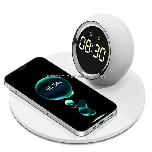 New Creative Led -compatible Speaker Alarm 3-in-1 Wireless 15W Clock with Night Light Radio Modern Design