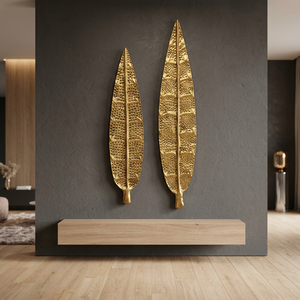 Modern Gold Plated <b>Leaf</b> <b>Wall</b> Art <b>Decorative</b> Hanging Accents Floral Botanical Design for Interior <b>Decoration</b> - Product Image 5