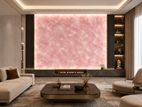 Dalles polies en quartz rose naturel, pierre semi-précieuse, découpées sur mesure, panneaux rétroéclairés, façades de bar, dessus de console et dessus de table