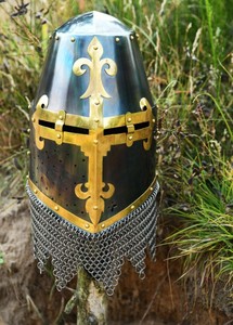 Superbe casque de Rieter von Kornburg Nuremberg d'environ 1375, casque en acier au carbone, armure d'inspiration médiévale, coiffe décorative - Product Image 3