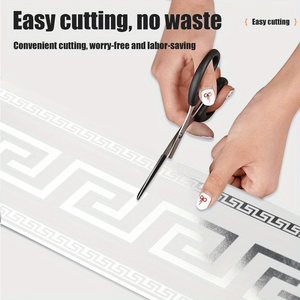 Autocollant mural en PVC pour plinthe de cuisine, design géométrique moderne à bandes argentées, type <span class=keywords><strong>carrelage</strong></span> - Product Image 6