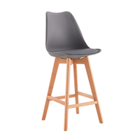 Tabouret de bar en plastique nordique, démontable, design écologique et durable, base en bois, pour usage commercial, salon, hôtel, restaurant