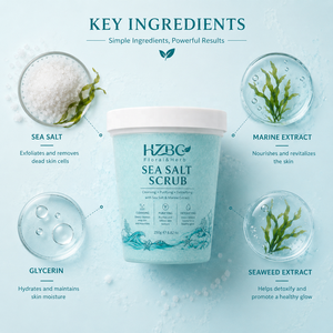 Gommage corporel au <span class=keywords><strong>sel</strong></span> <span class=keywords><strong>de</strong></span> <span class=keywords><strong>mer</strong></span> HZBC en gros - Exfoliant naturel riche en minéraux pour une peau lisse, nettoyage en profondeur, élimine les peaux mortes, détoxifiant - Product Image 2