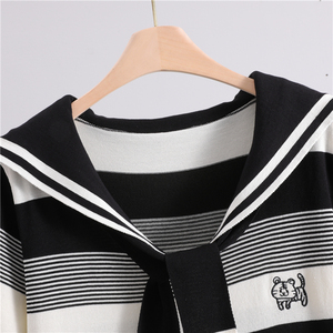 Vestido Corto de Punto con Cuello Solapa y Manga Corta a <span class=keywords><strong>Rayas</strong></span>, Estilo Europeo y Americano, Nuevo Verano 2026 - Product Image 3