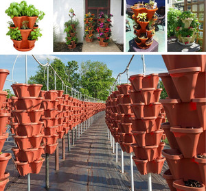 Pots de fleurs verticaux en plastique pour jardin, pots à fraises empilables pour plantes, vente en gros - Product Image 6