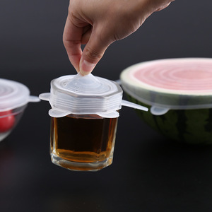 Silicone Food Storage Lid Set 6-Piece Clip-On Transparent Freshness Preservation Kitchen Dish Bowl Cover - Product Image 3