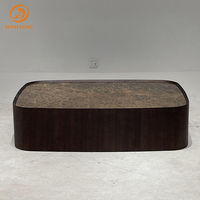 Meubles de bureau de luxe haut de gamme, table basse carrée en bois de luxe moderne avec plateau en marbre pour bureau, salon