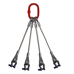 高強度<span class=keywords><strong>2</strong></span>/3/4脚スチールワイヤーロープスリングセット5トン～50トン、コンクリート吊り上げ用シャックル付き - Product Image 1