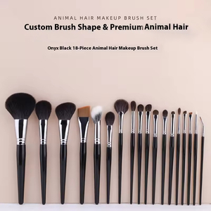 Ensemble <span class=keywords><strong>de</strong></span> 18 pinceaux <span class=keywords><strong>de</strong></span> maquillage professionnels <span class=keywords><strong>de</strong></span> haute qualité en poils synthétiques noirs <span class=keywords><strong>de</strong></span> luxe pour le visage, les yeux, les ombres à paupières, manche en bois, végan - Product Image 5