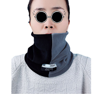 Patchwork Neck Warmer Double Layer Thickened Fleece Unisex Winter Outdoor Color Blocked Pullover Neck Support - Product Image 4