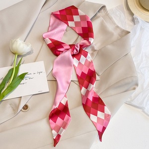 Nouveau Style haut de gamme rose soie carré écharpe polyvalent Polyester cheveux accessoires bandeaux attachant cheveux reliures Hairwrap sacs - Product Image 5