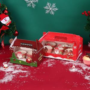 Caja de pastel transparente rectangular XJH en relieve Navidad <span class=keywords><strong>Jumbo</strong></span> 6/12 cavidades cartón Cupcakes embalaje ventana transparente para Cupcake - Product Image 4