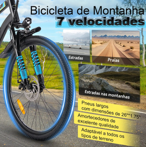 Vélo électrique pliable à suspension avant 7 vitesses, frein à disque, 450W MAX, autonomie 50KM, pneus pneumatiques, acier au carbone intégré, 7 heures d'autonomie - Product Image 4