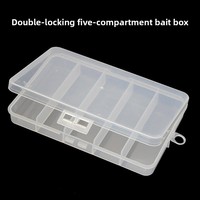 Boîte à pêche à 4 compartiments 15,5 cm/17 cm avec 5 grilles de rangement pour leurres de pêche à la mouche, cuillères, hameçons, appâts, en plastique ABS
