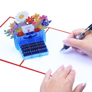 <span class=keywords><strong>Carte</strong></span> de vœux Pop 3D de luxe faite à la main, fleur de machine à écrire à l'ancienne du vendeur <span class=keywords><strong>d</strong></span>'usine, papier <span class=keywords><strong>d</strong></span>'<span class=keywords><strong>amour</strong></span> pour l'anniversaire de la Saint-Valentin - Product Image 6