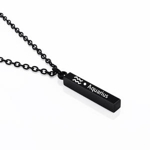 Collar con colgante de acero inoxidable chapado en oro con letras personalizadas en 3 colores, collar con 12 signos del zodiaco para regalo de parejas - Product Image 6