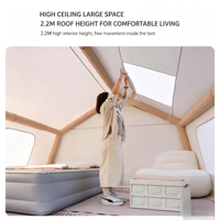 Tente pneumatique quatre saisons imperméable en Oxford de 8 mètres carrés, fabriquée en Chine, pour le camping de luxe en plein air, portable et idéale pour les voyages