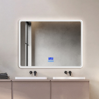 Miroir de salle de bain LED mural moderne sans cadre avec rétroéclairage, capteur tactile intelligent, anti-buée, miroir de maquillage éclairé pour salon