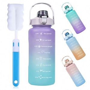 Eco Friendly Free Wellness Reusable Custom Logo Gym Sports Plastic Motivational <b>Water</b> <b>Bottle</b> <b>With</b> Time Marker <b>Straw</b> - Product Image 2