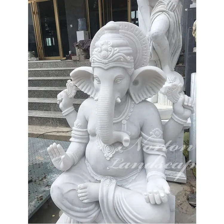 Modern Outdoor Stone Hindu God Religion Ganesha Statue White Marble Lord Ganesh Statue Sculpture For Sale