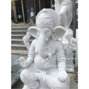 Đá Ngoài Trời Hiện Đại Thần Hindu Tôn Giáo Ganesha Tượng Đá Cẩm Thạch Trắng Chúa Ganesh Tượng Điêu Khắc Để Bán