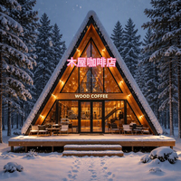 Jiezhu Chine – Nouvelle Villa Modulaire Préfabriquée en Acier avec Grande Murée Vitrée, Structure Triangulaire, Idéale pour le Glamping et les Complexes Hôteliers