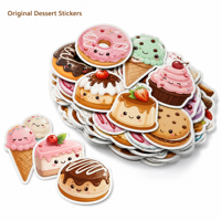 Pack d'autocollants personnalisés Kawaii Donut Sweets Dessert avec vinyle PVC brillant imperméable découpé à l'emporte-pièce pour ordinateur portable, boîte à lunch, carnet, tasse