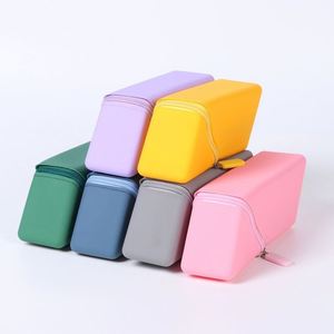 Cross Border Silicone Makeup Bag, Pencil Case, <b>Retractable</b> Vertical Opening and Closing <b>Pen</b> Holder, Stationery Bag - Product Image 2
