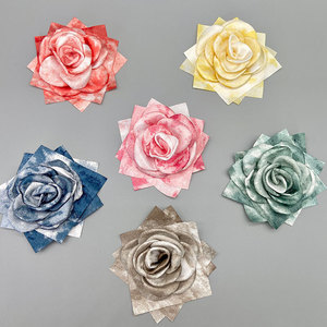 Flor de tela rosa hecha a mano de 8.5cm para boda, broche DIY para decoración de zapatos, sombreros y ropa. - Product Image 1