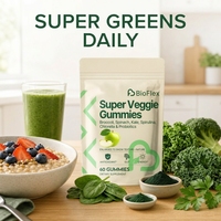 Super Gummies Végétales Superaliments Verts Complément Alimentaire Probiotiques Vitamine D3 Saveur Pomme Sans Sucre Végétalien Antioxydant Adulte