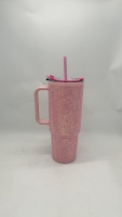 Bouteille d'eau isotherme réutilisable en plastique de 1150 ml avec poignée et paille, design classique à thème festif, étanche, pour festivals et activités de plein air